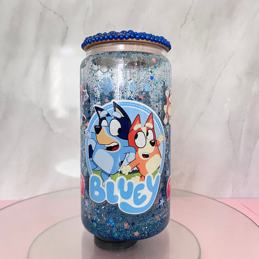 'Bluey' Snow Globe Glass Can Cup